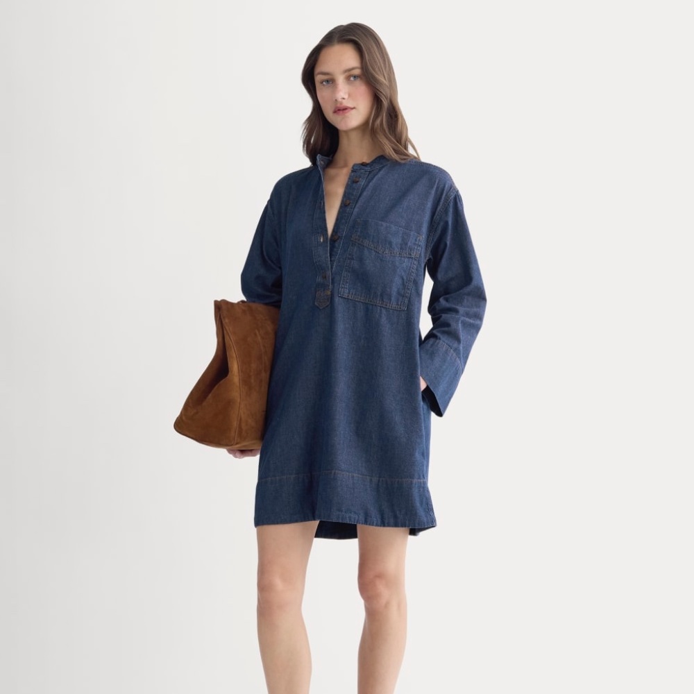 Everlane Women's Denim Popover Dress in Dark Indigo
